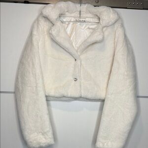 Knitworks Girls size 16 Cream Teddy Jacket with bling buttons Perfect for winter
